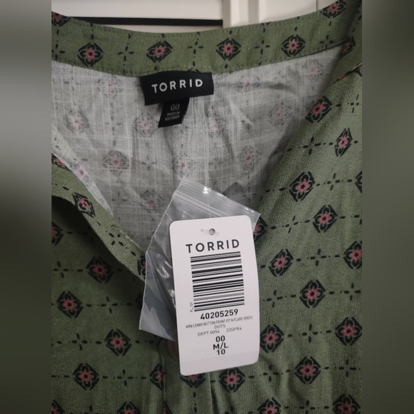 Torrid Mini Rayon Slub Button Front Fit N Flare Dress - Picture 4 of 5